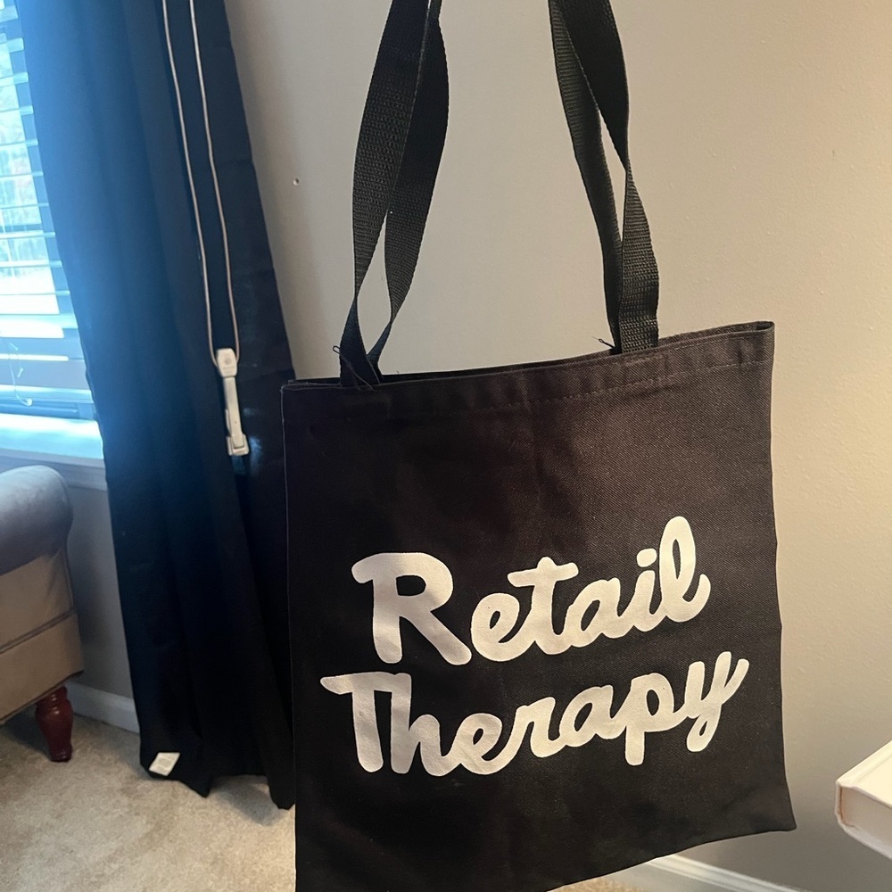 Retail Therapy Black Tote Bag